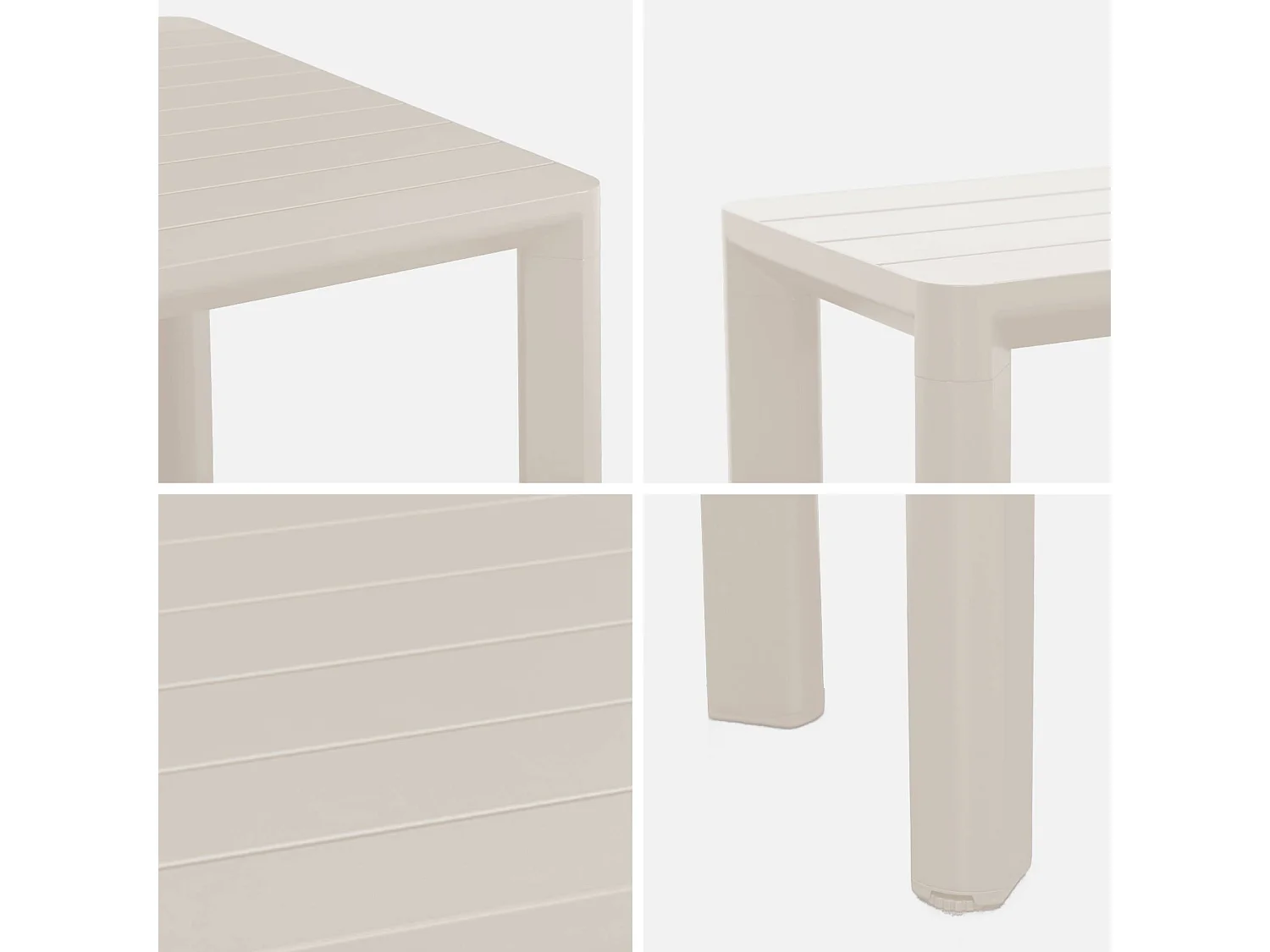 Mesa de jardín de aluminio con 2 bancos de 8 plazas beige