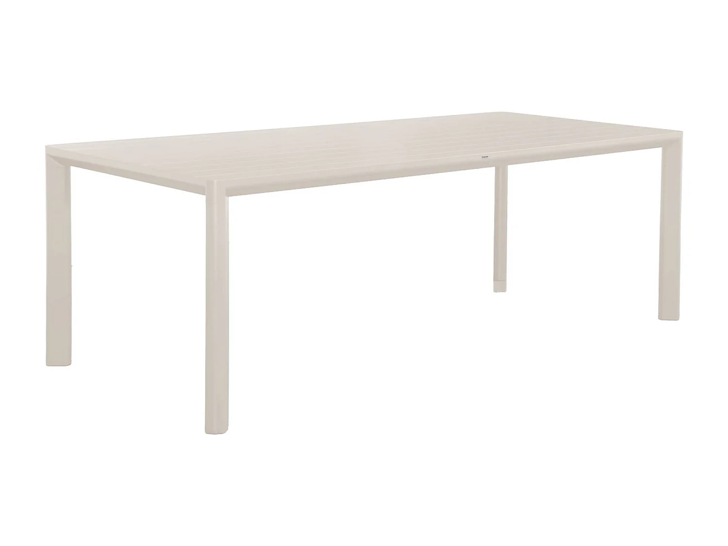 Table de jardin aluminium et 2 bancs beige. 8 places. 200 x 40 x 45 cm