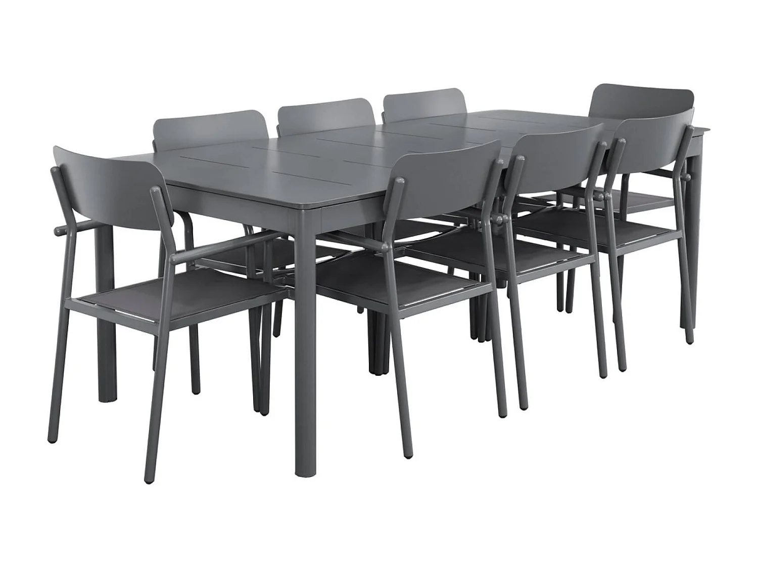 Tavolo da giardino in alluminio e textilene, allungabile, 8 sedie,