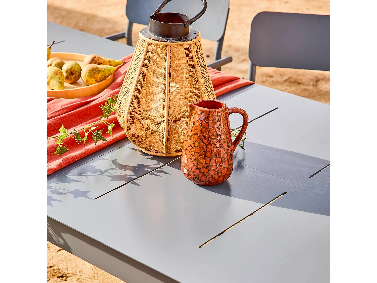 Tavolo da giardino in alluminio e textilene, allungabile, 8 sedie,