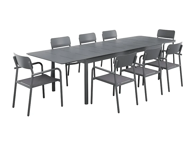 Mesa de jardín extensible de aluminio 8 sillas antracita