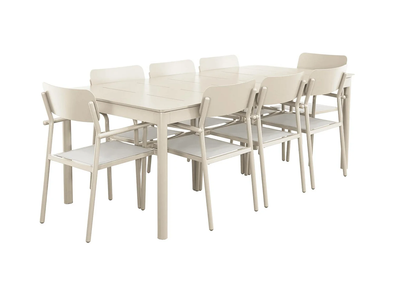 Tavolo da giardino in alluminio e textilene, allungabile, 8 sedie,