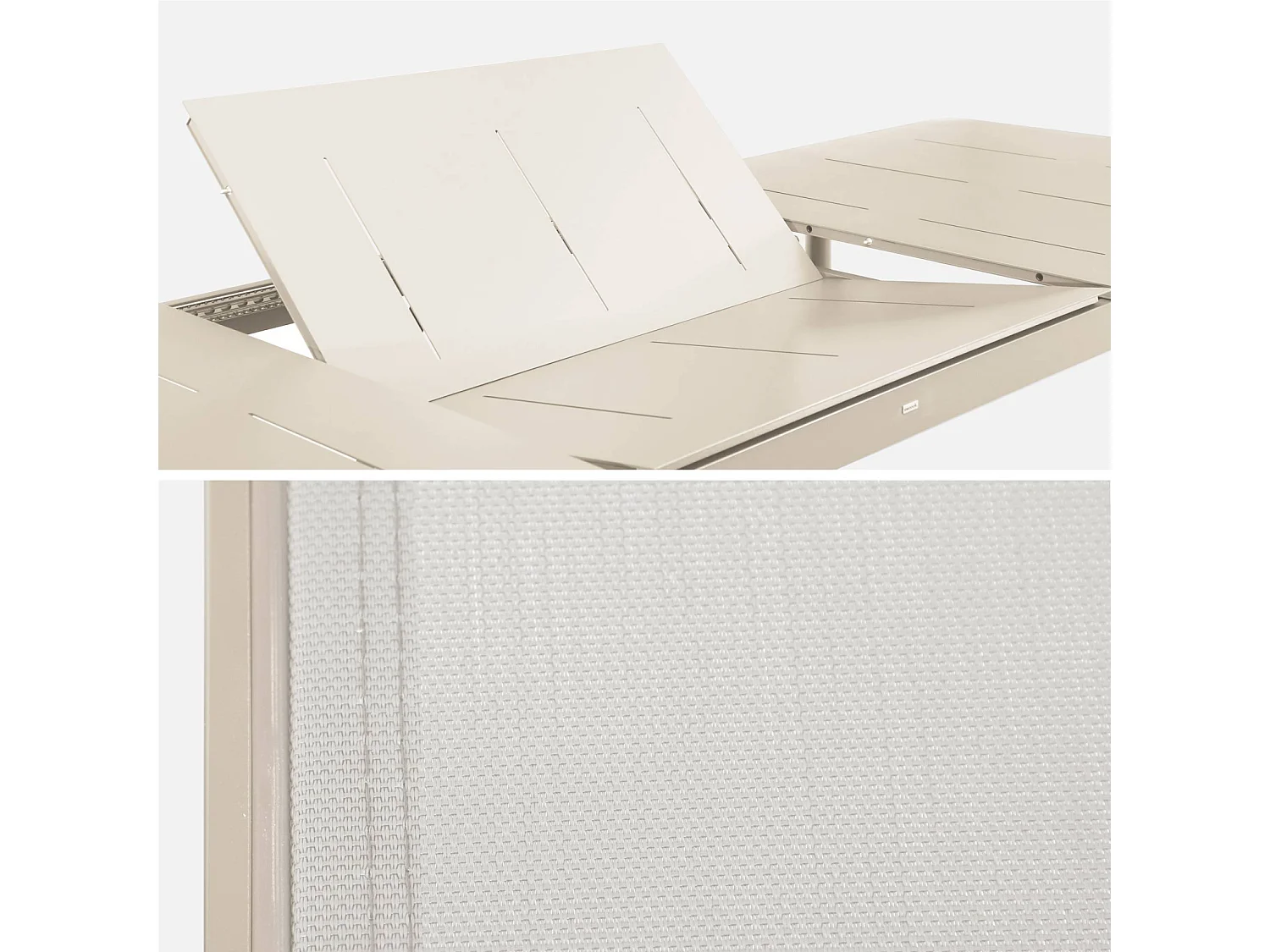 Tavolo da giardino in alluminio e textilene, allungabile, 8 sedie,