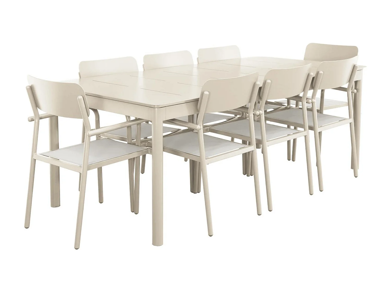 Tavolo da giardino in alluminio e textilene, allungabile, 8 sedie,