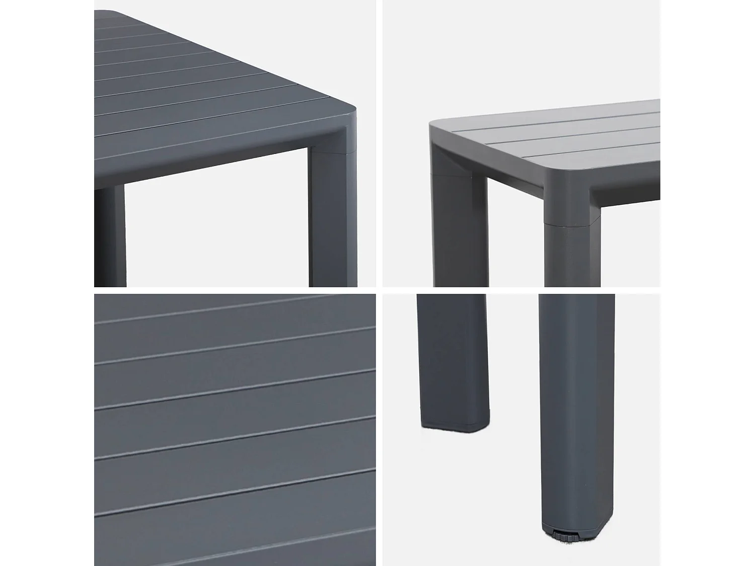 Mesa de jardín de aluminio con 2 bancos de 8 plazas antracita