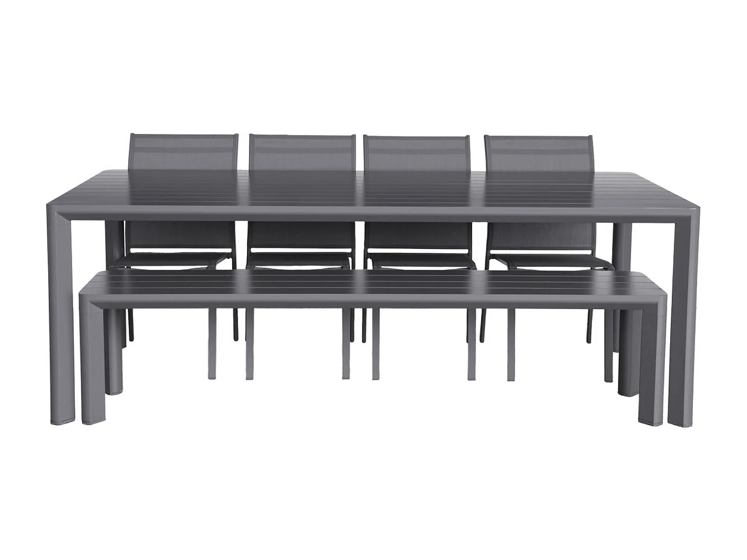 Mesa de jardín de aluminio,1 banco 4 sillas antracita