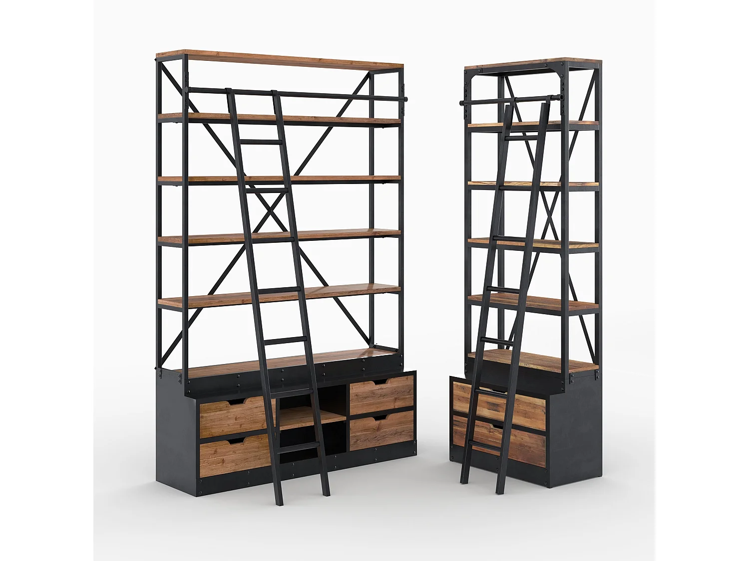 Set di 2 librerie in legno e metallo - Kasi