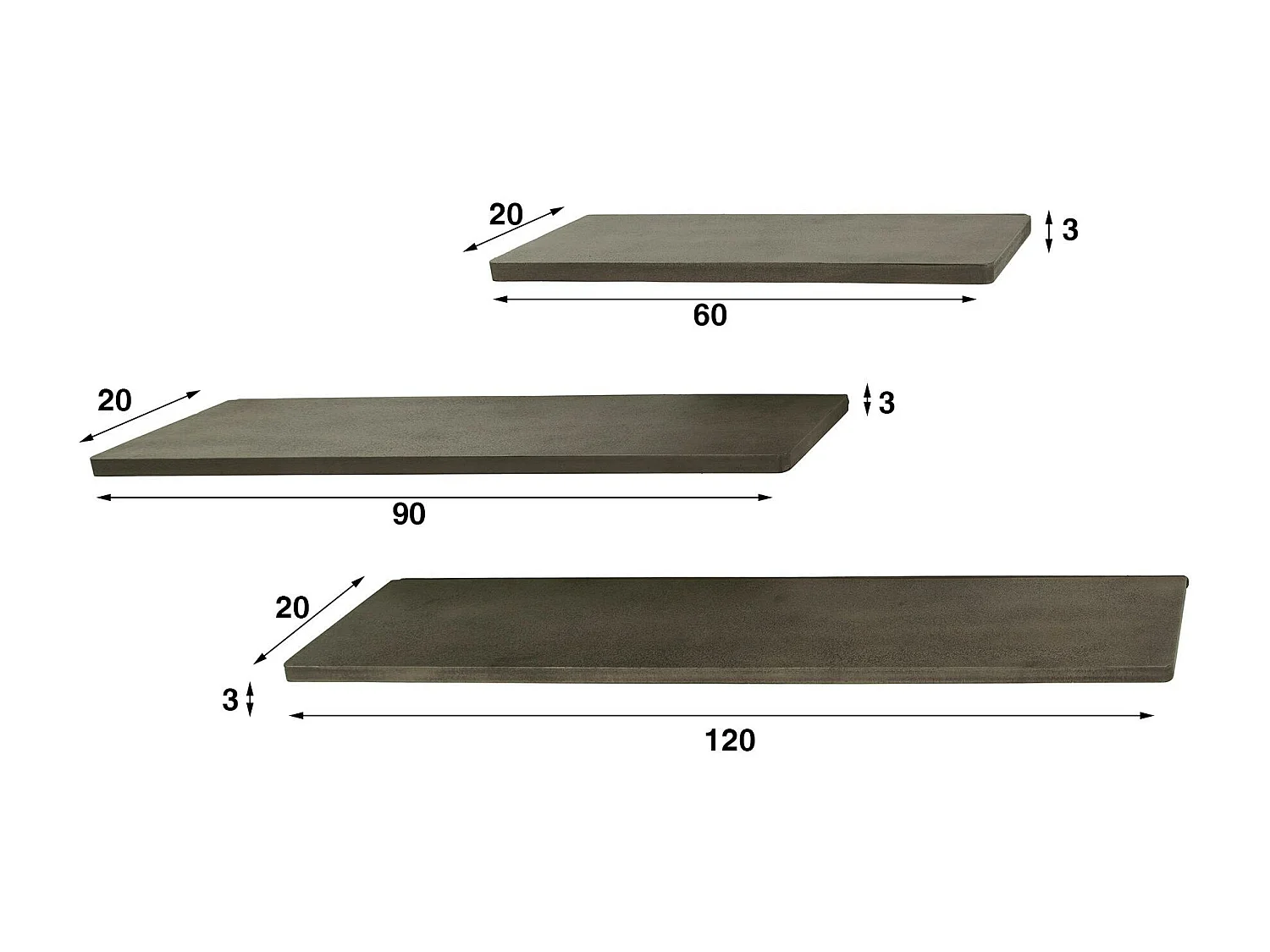 Etagère murale vintage (lot de 3) RALF