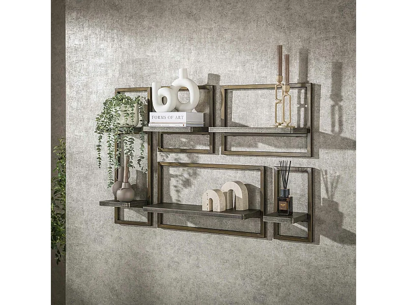 Etagère murale de salon style vintage (ensemble de 5) RALF