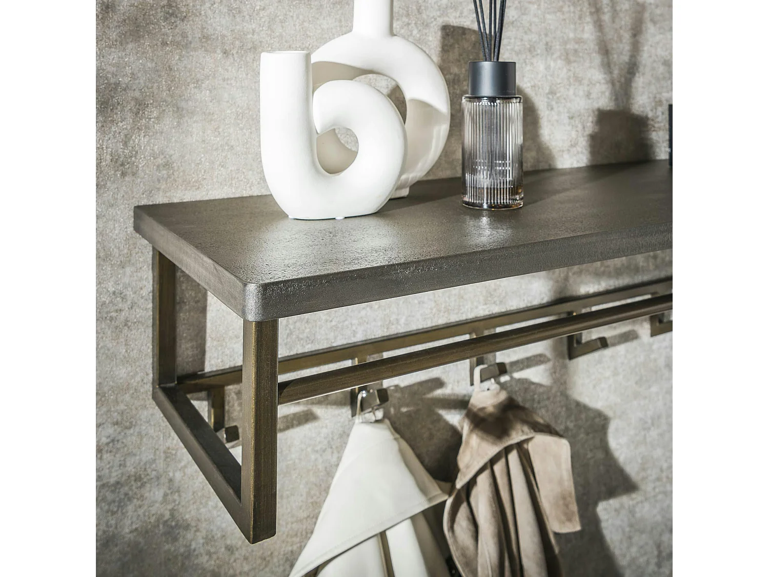 Portemanteau mural vintage 1 étagère 6 crochets RALF