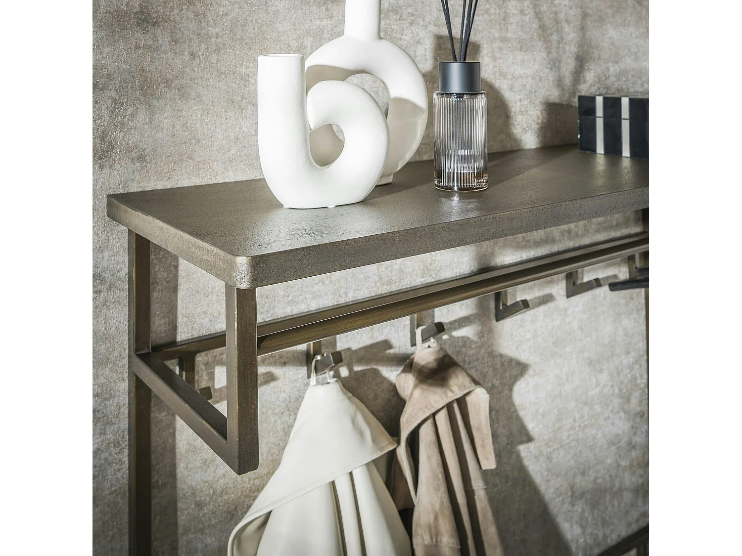 Portemanteau mural vintage 1 étagère 12 crochets RALF