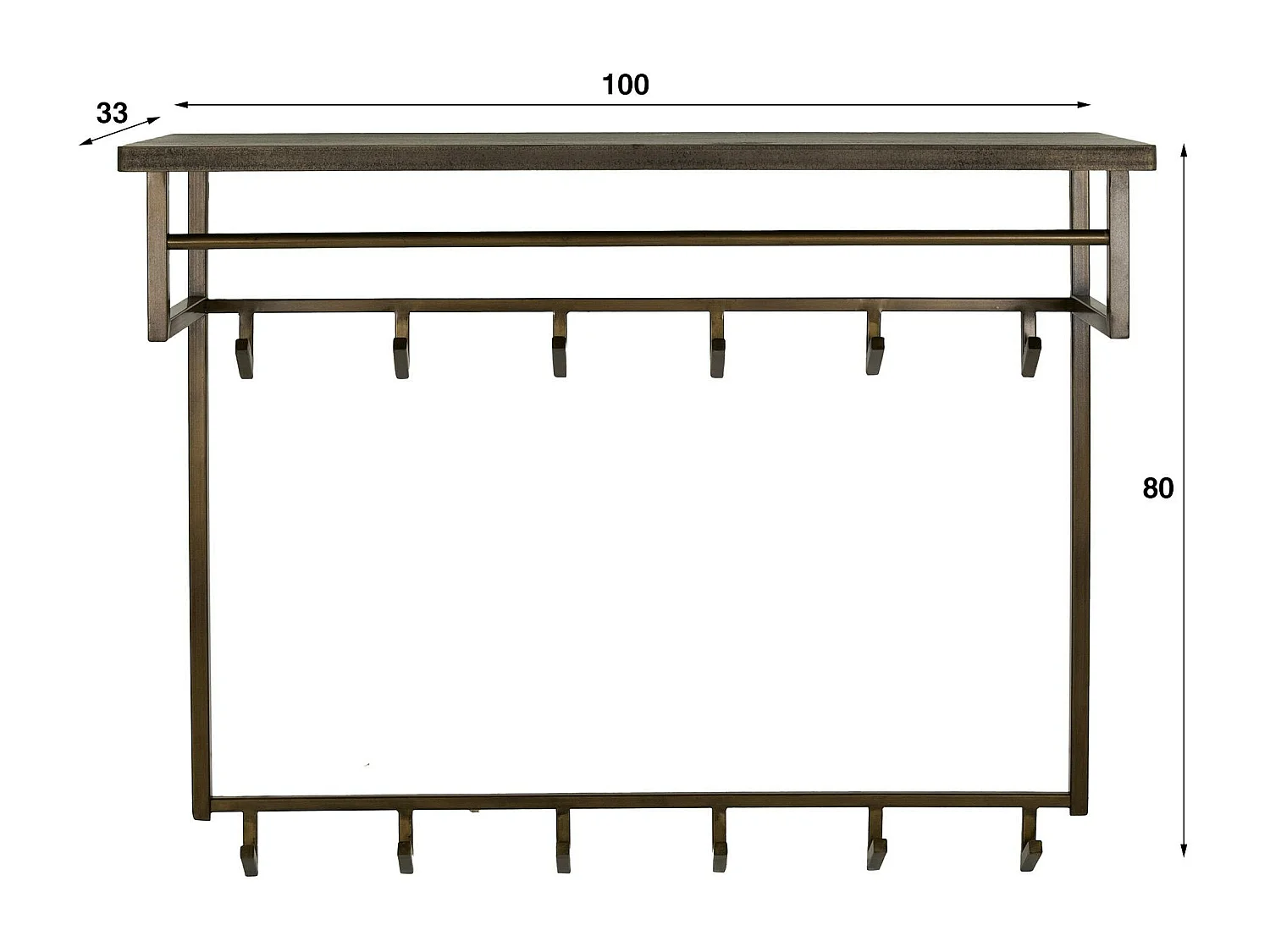 Portemanteau mural vintage 1 étagère 12 crochets RALF