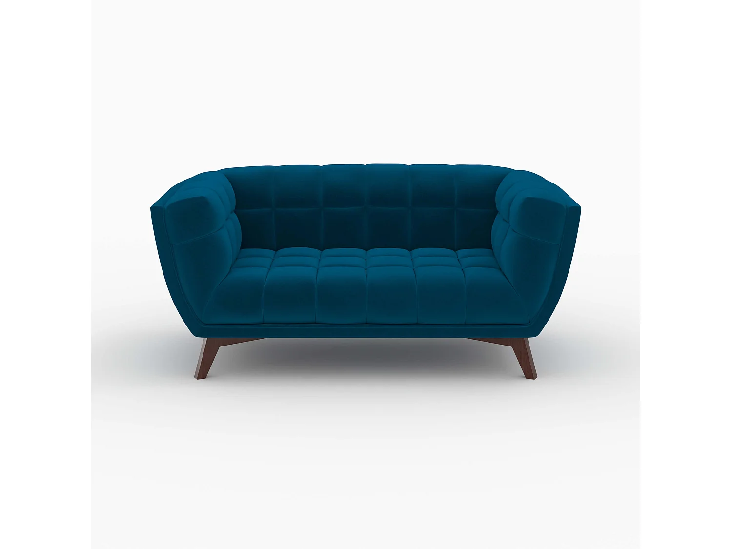 Pack sofá y sillón de terciopelo azul 3 plazas - Mona