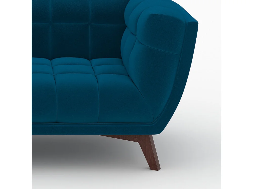 Pack sofá y sillón de terciopelo azul 3 plazas - Mona