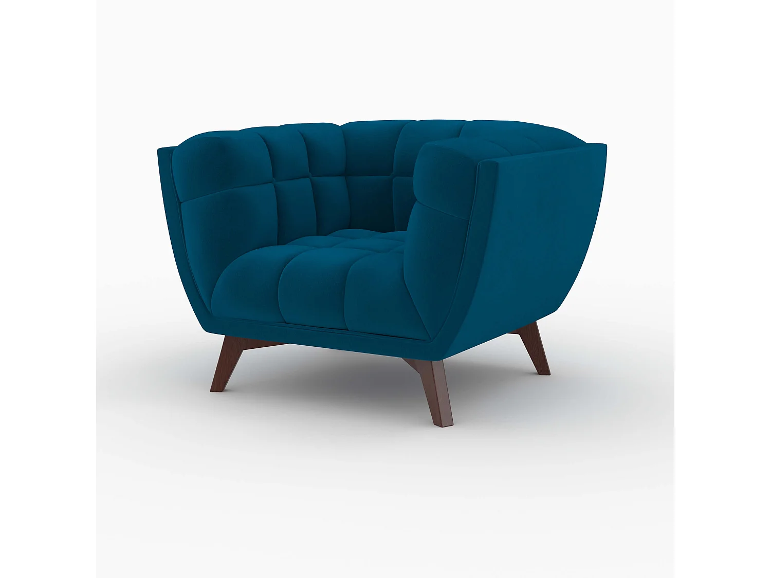 Ensemble canapé et fauteuil en velours bleu 3 places - Mona