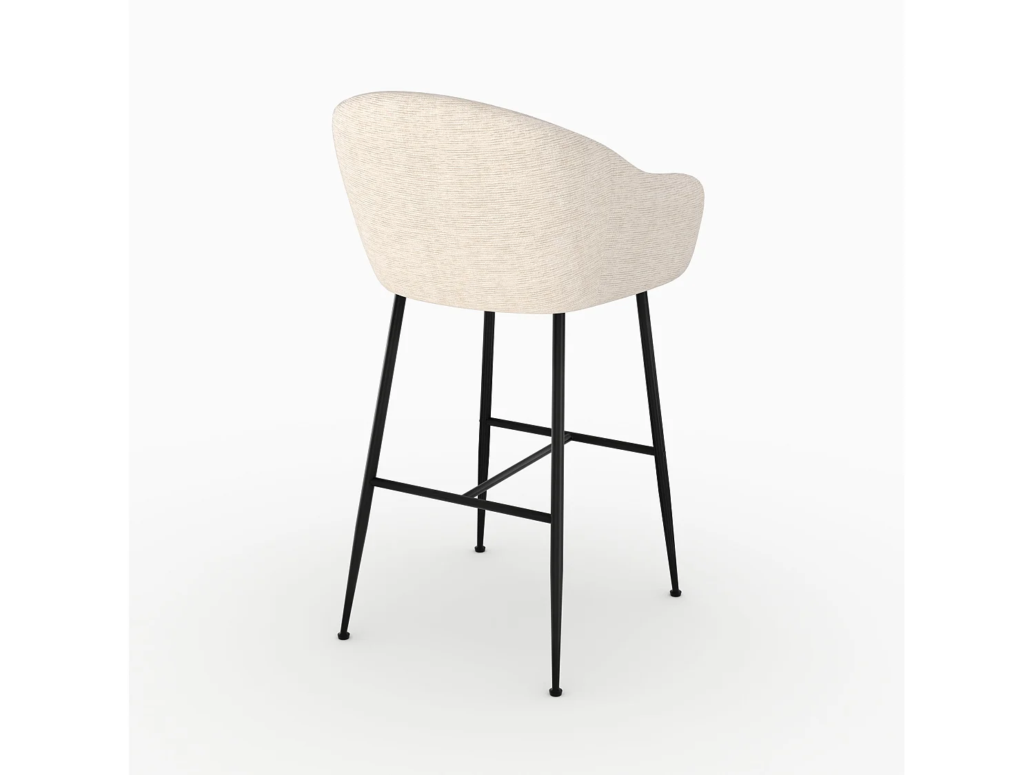 Chaise de bar en tissu blanc chiné 76 cm - Socky