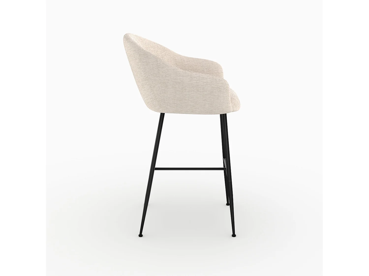 Chaise de bar en tissu blanc chiné 76 cm - Socky