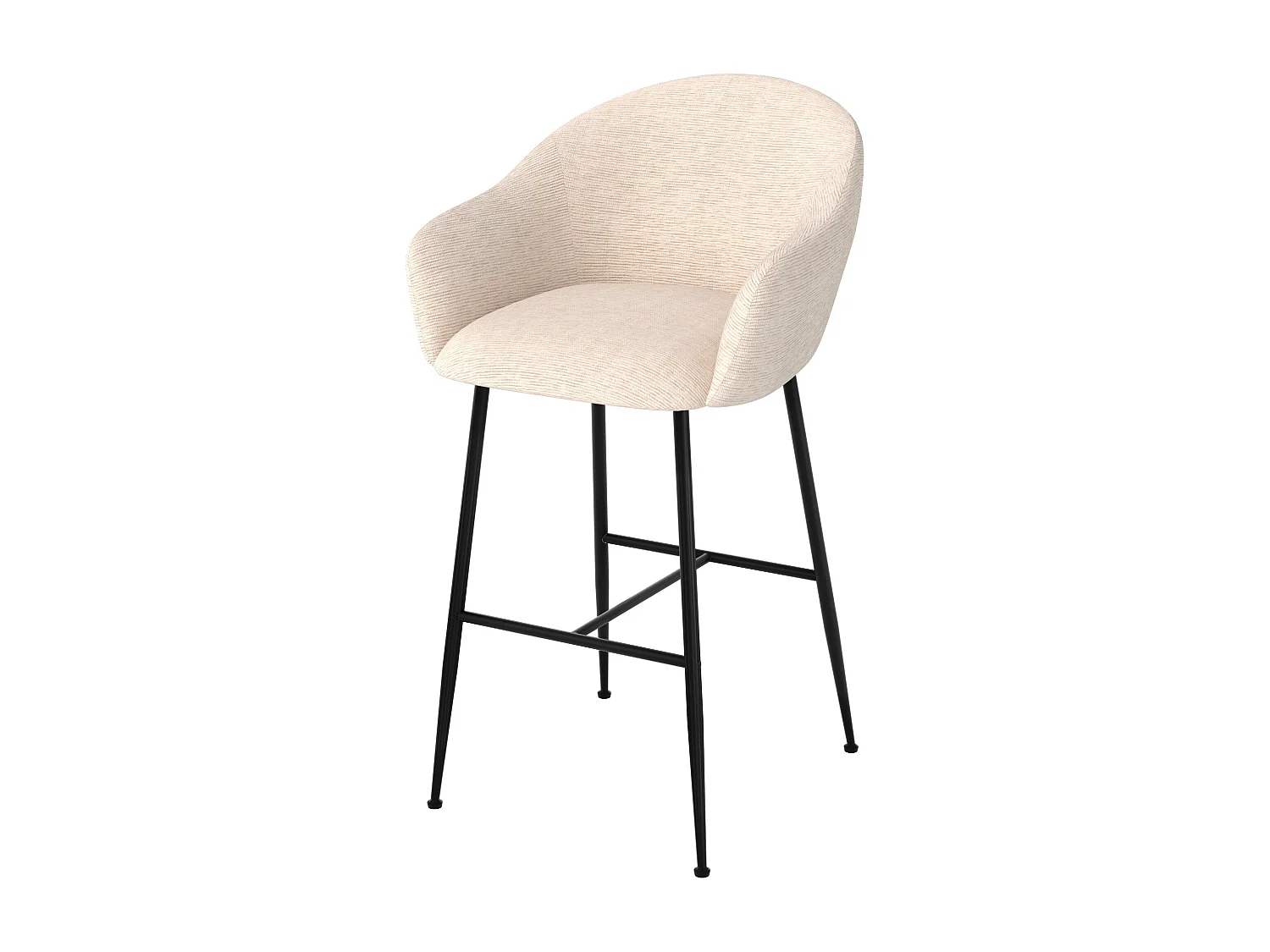 Chaise de bar en tissu blanc chiné 76 cm - Socky