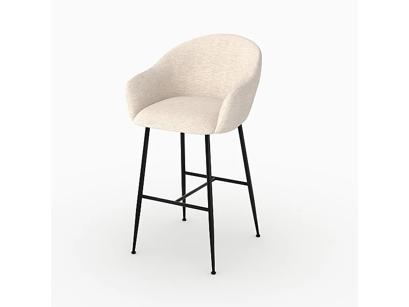 Chaise de bar en tissu blanc chiné 76 cm - Socky