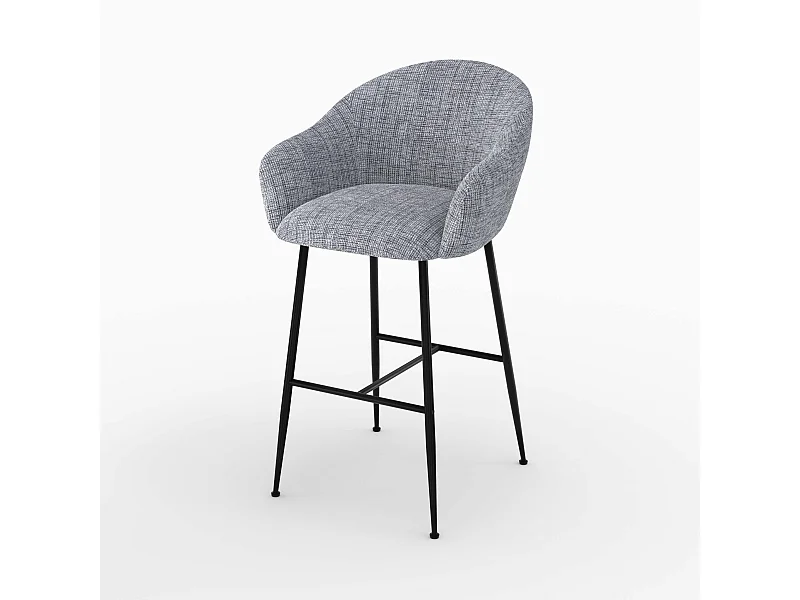 Sillas de bar en tejido bouclé gris 76 cm - Socky