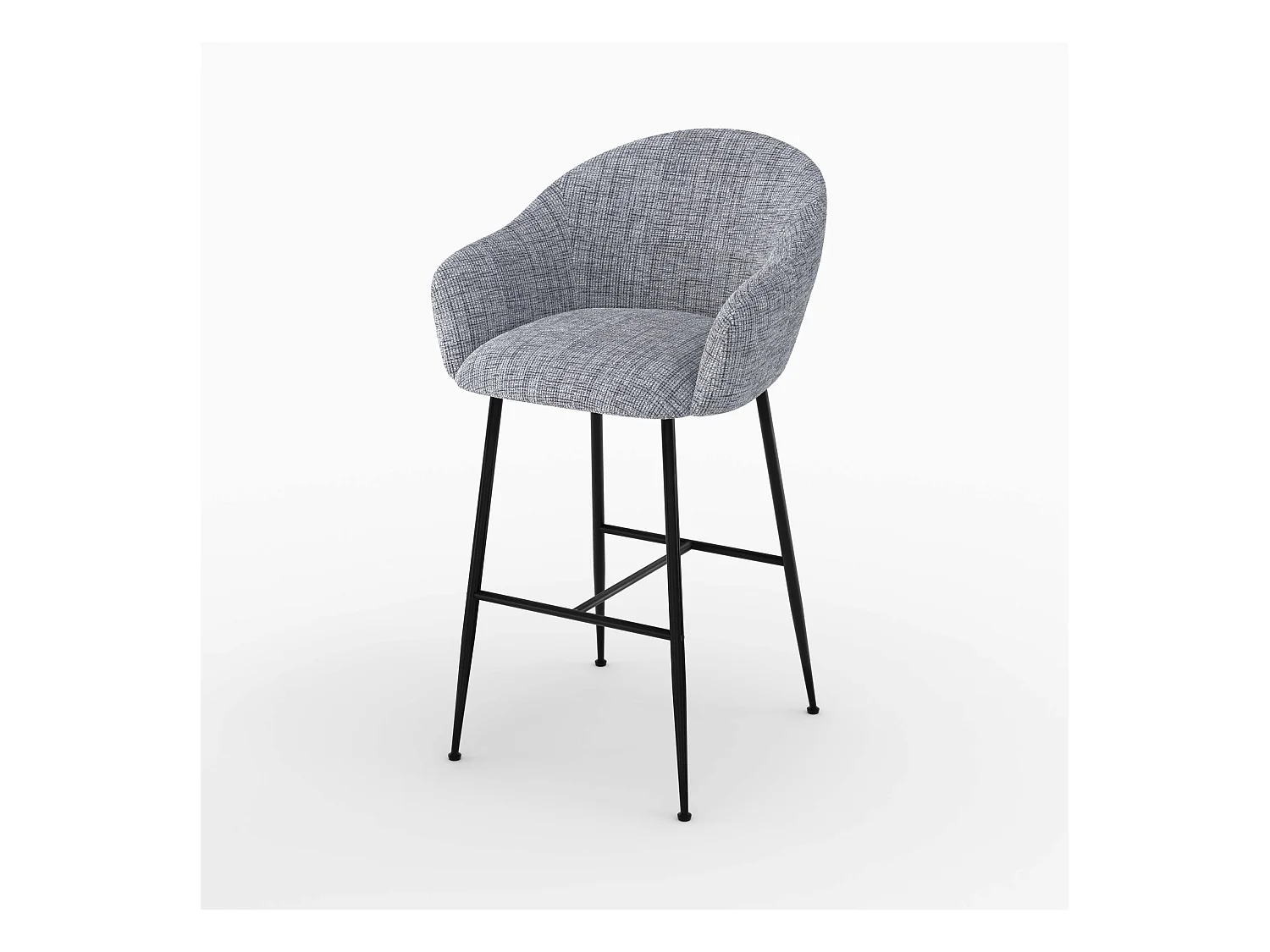 Chaise de bar en tissu gris chiné 76 cm - Socky