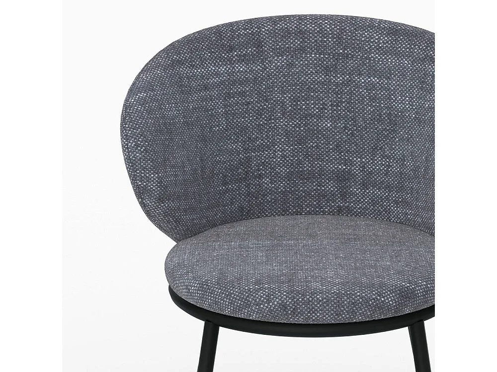 Chaise en tissu gris et pieds en métal noir - Angèle