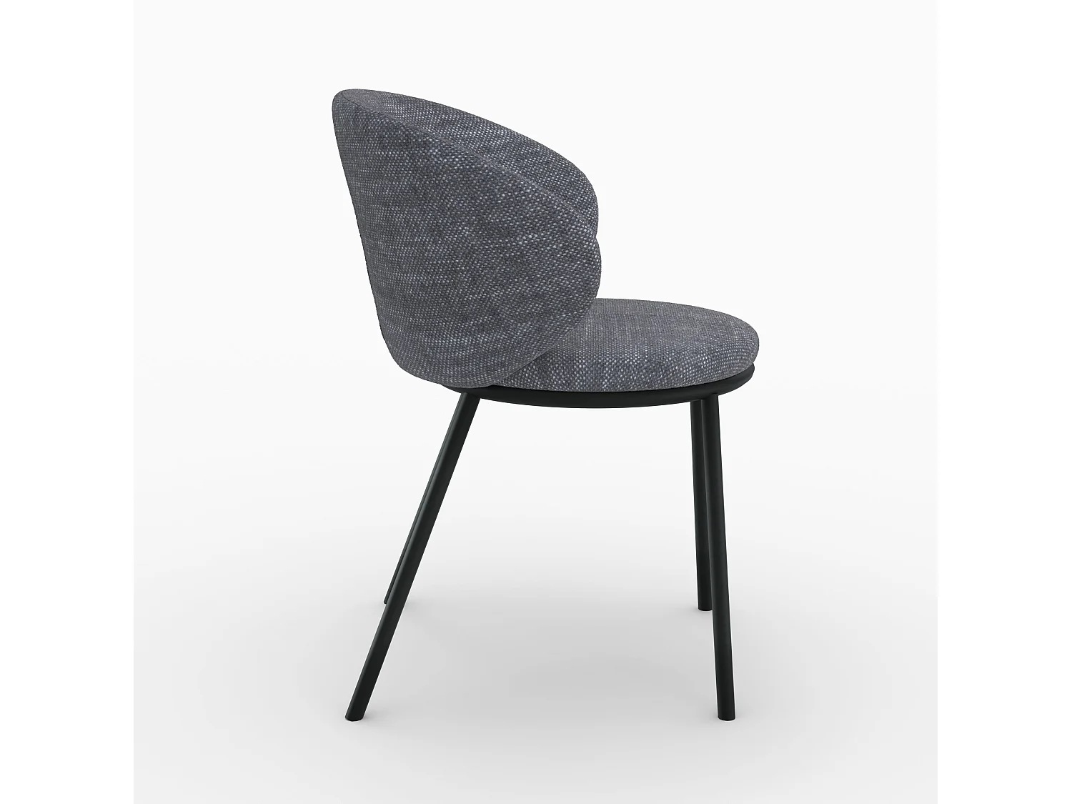 Chaise en tissu gris et pieds en métal noir - Angèle
