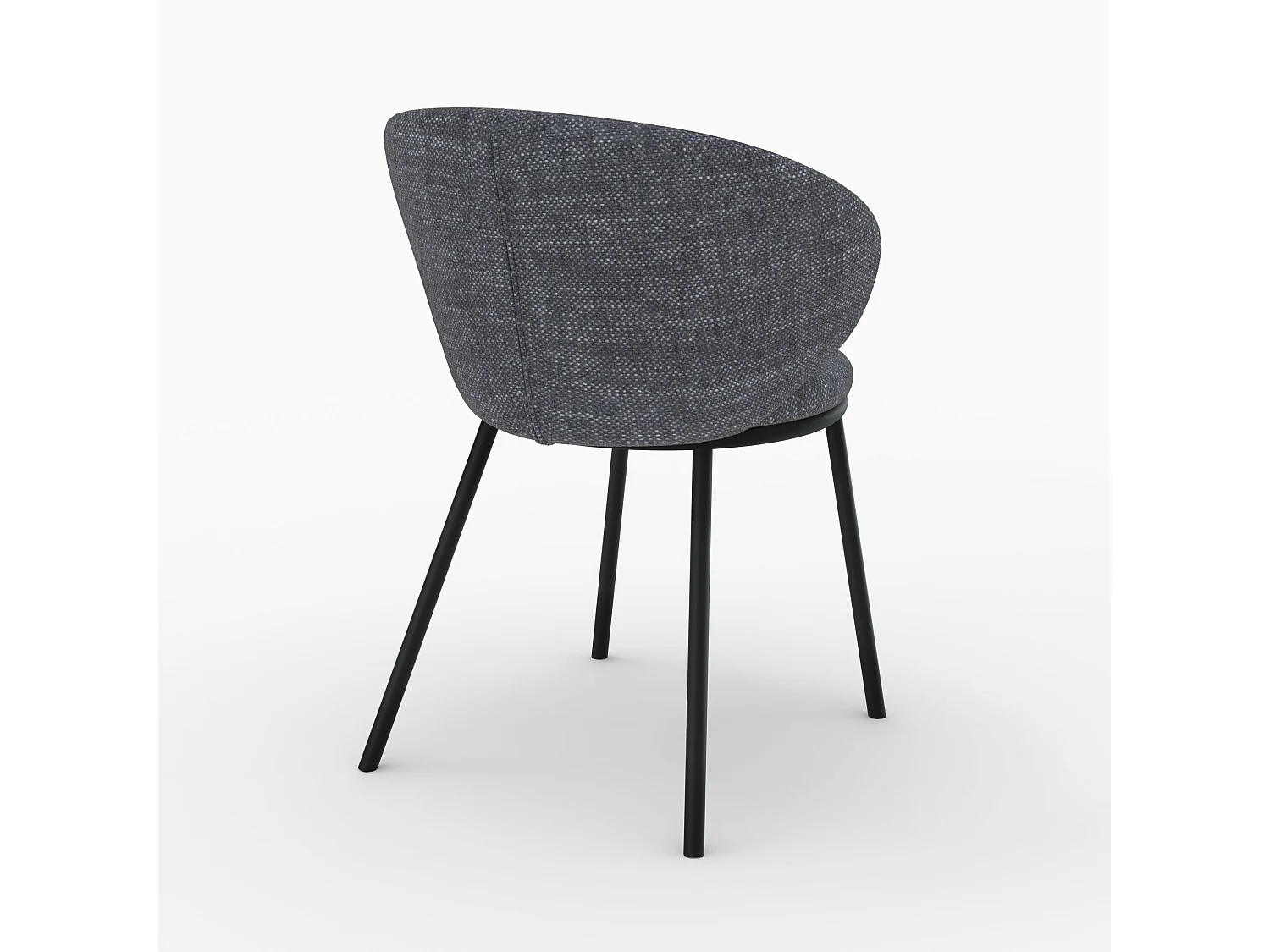 Chaise en tissu gris et pieds en métal noir - Angèle