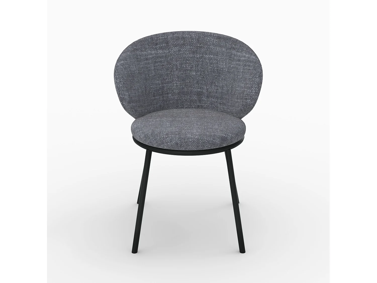 Chaise en tissu gris et pieds en métal noir - Angèle