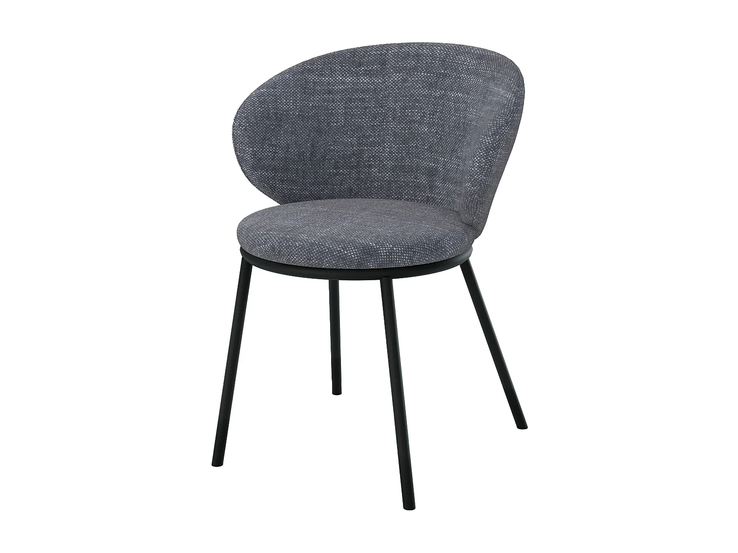 Chaise en tissu gris et pieds en métal noir - Angèle