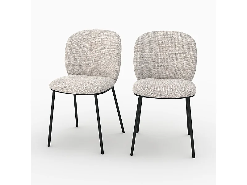 Lot de 2 chaises en tissu beige chiné - Adèle
