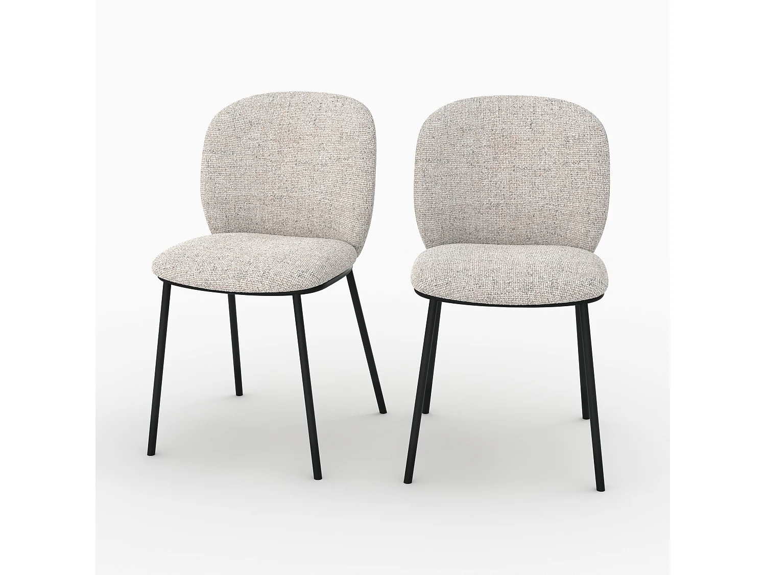 Lot de 2 chaises en tissu beige chiné - Adèle
