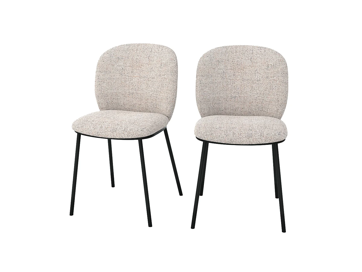 Lot de 2 chaises en tissu beige chiné - Adèle