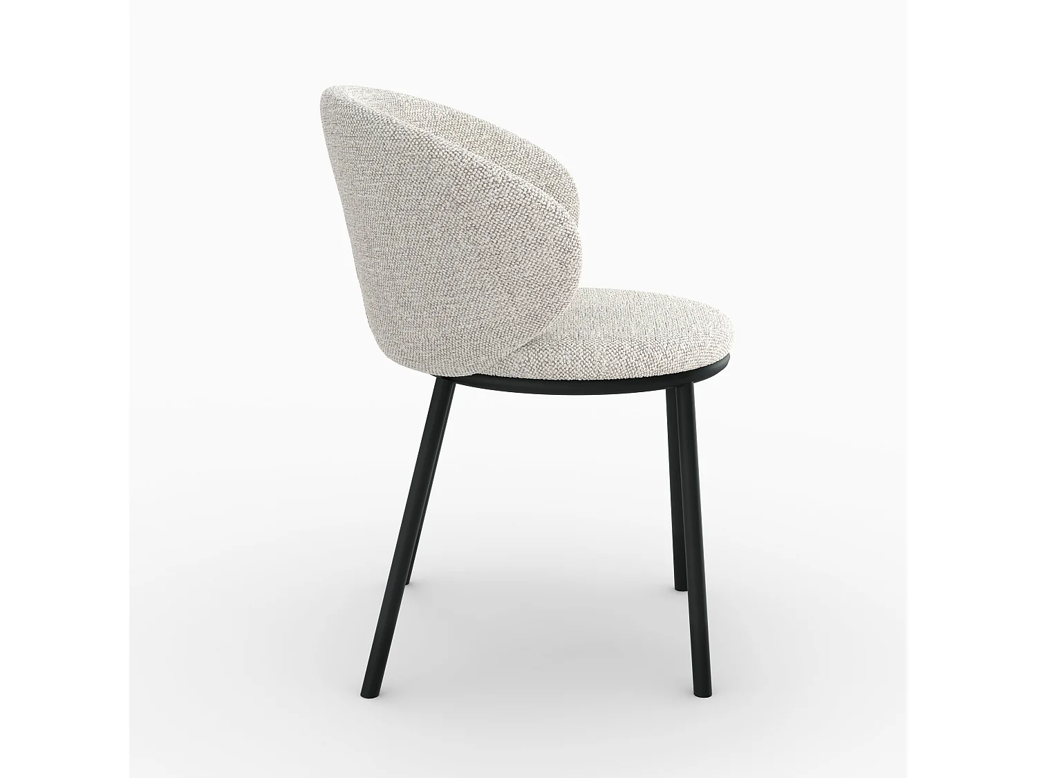 Chaise en tissu beige et pieds en métal noir - Angèle