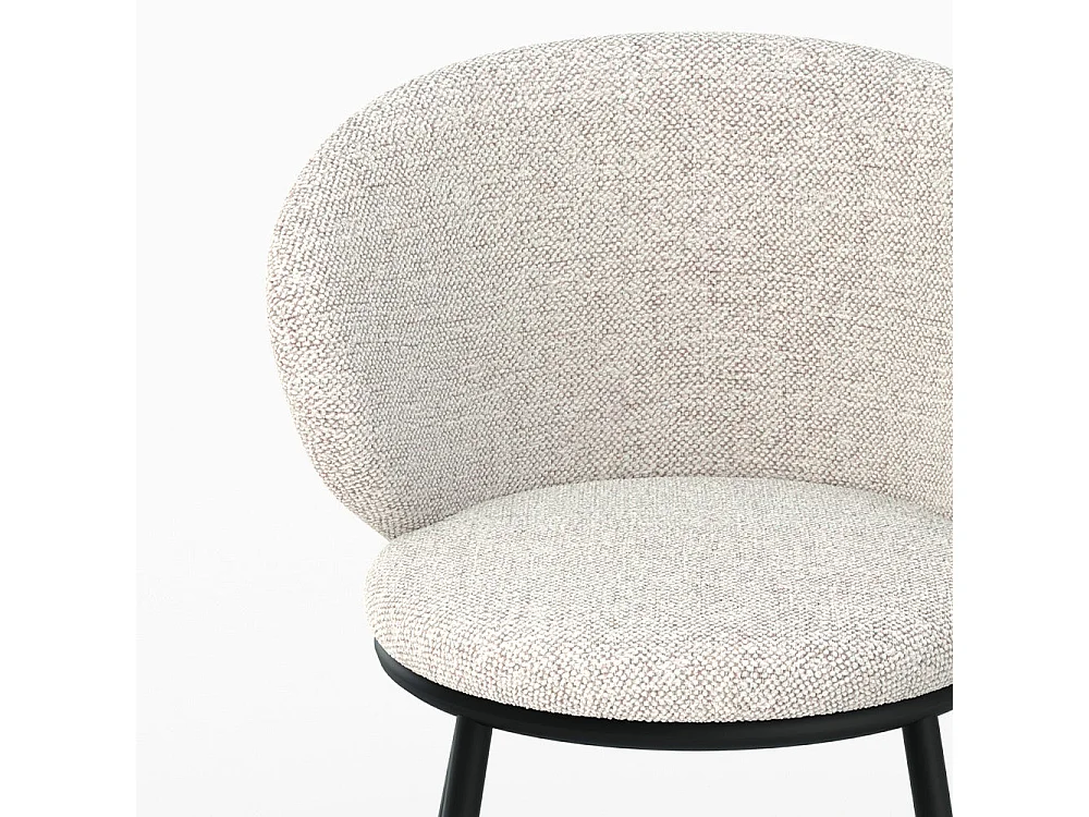 Chaise en tissu beige et pieds en métal noir - Angèle