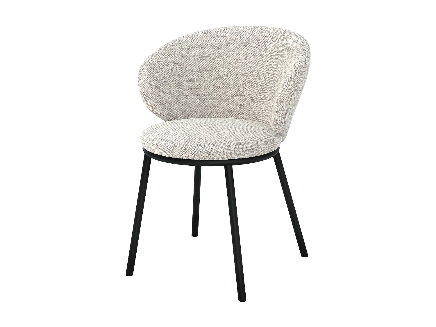 Chaise en tissu beige et pieds en métal noir - Angèle