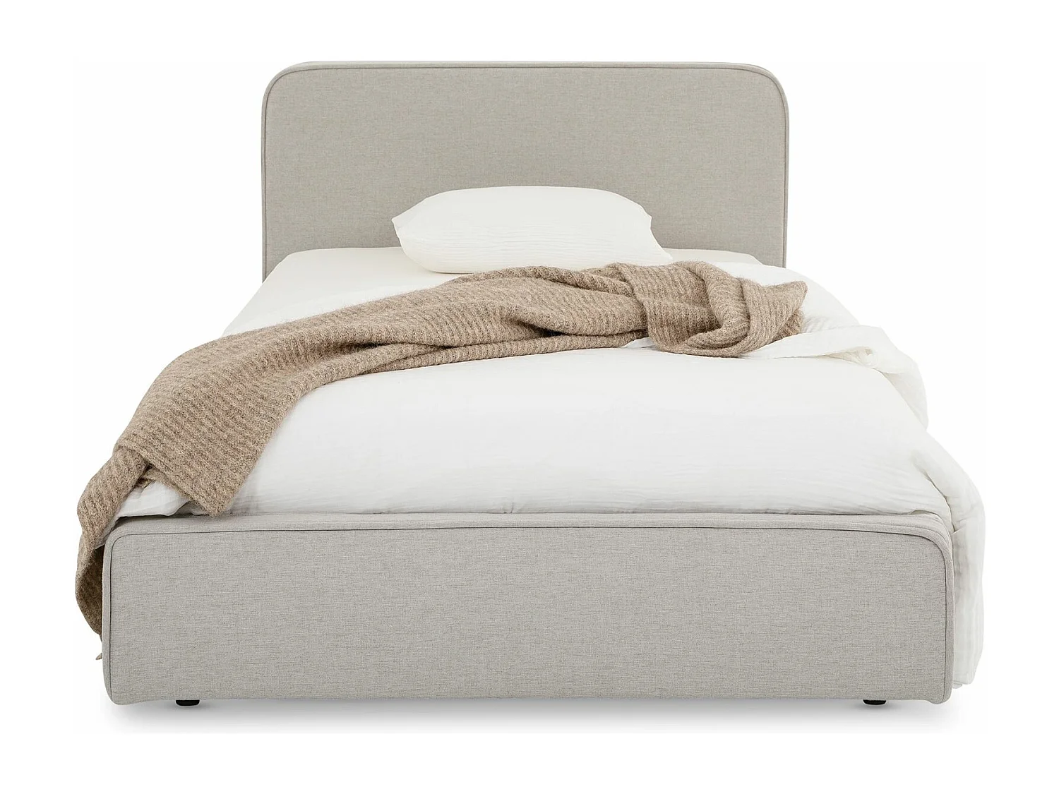 Lit simple BELARTI 90x190 cm, Revêtement en tissu, Lit style moderne pour 1 personne, Cadre de lit avec sommier inclus, Gris clair