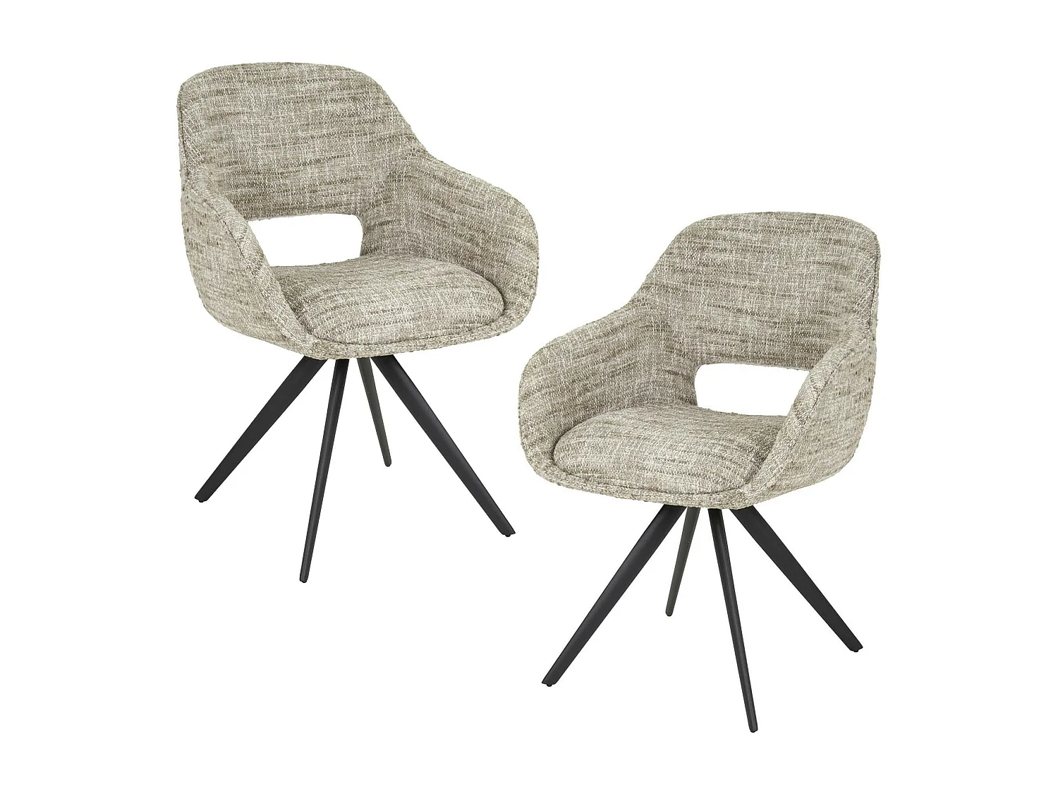 Fauteuil de table pivotant en tissu sable chiné (lot de 2) CREEK