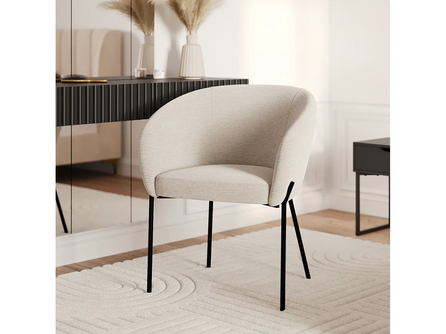 Chaise en tissu blanc chiné - Andy