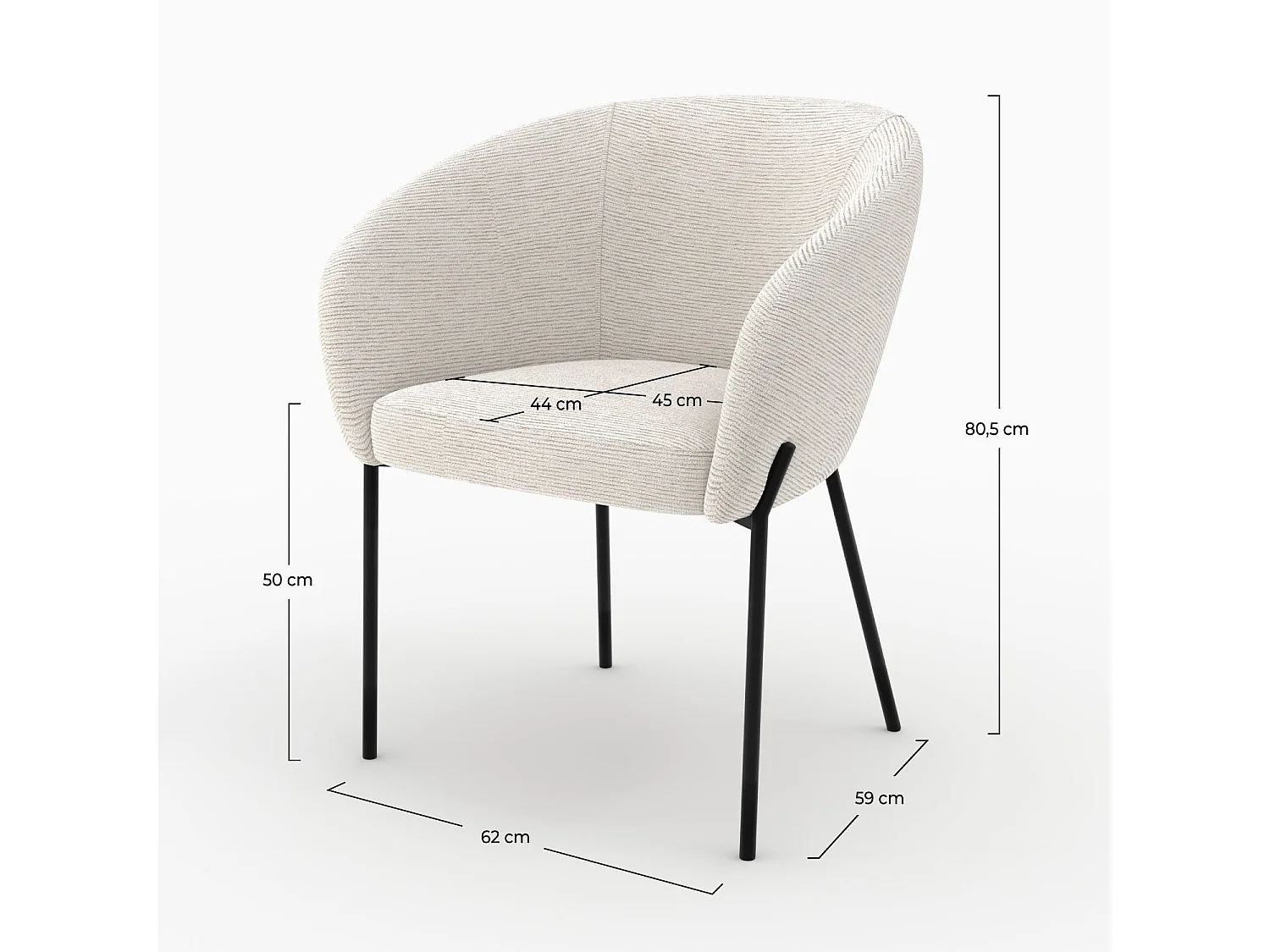 Chaise en tissu blanc chiné - Andy