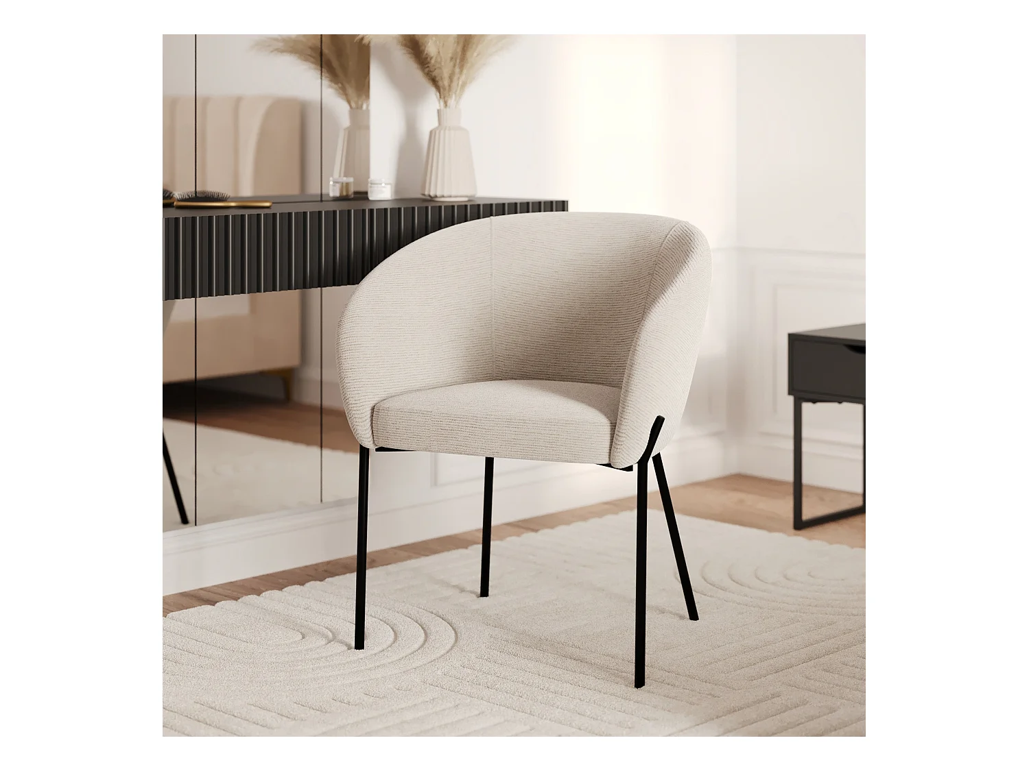 Silla en tejido bouclé blanco - Andy