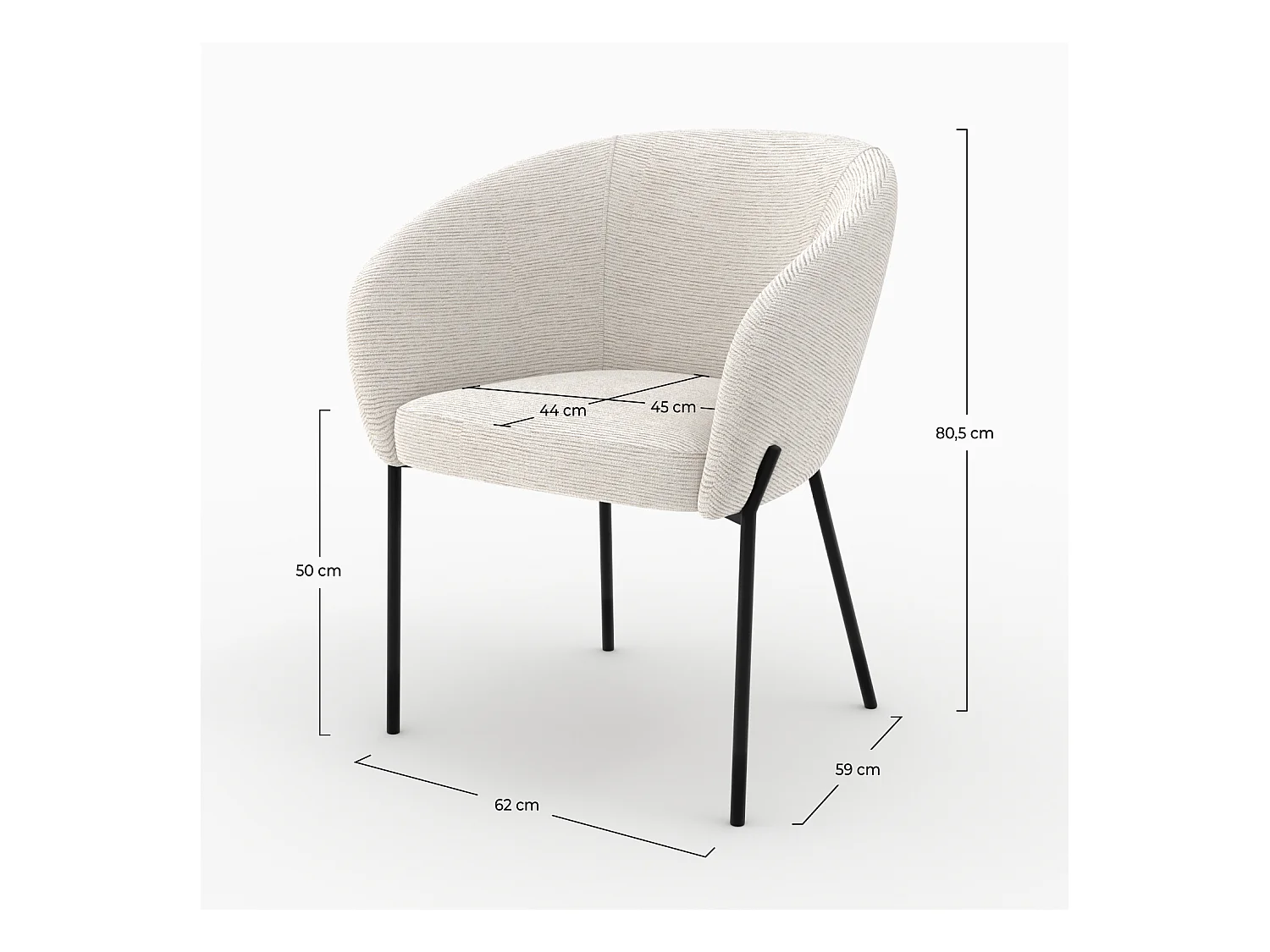 Silla en tejido bouclé blanco - Andy