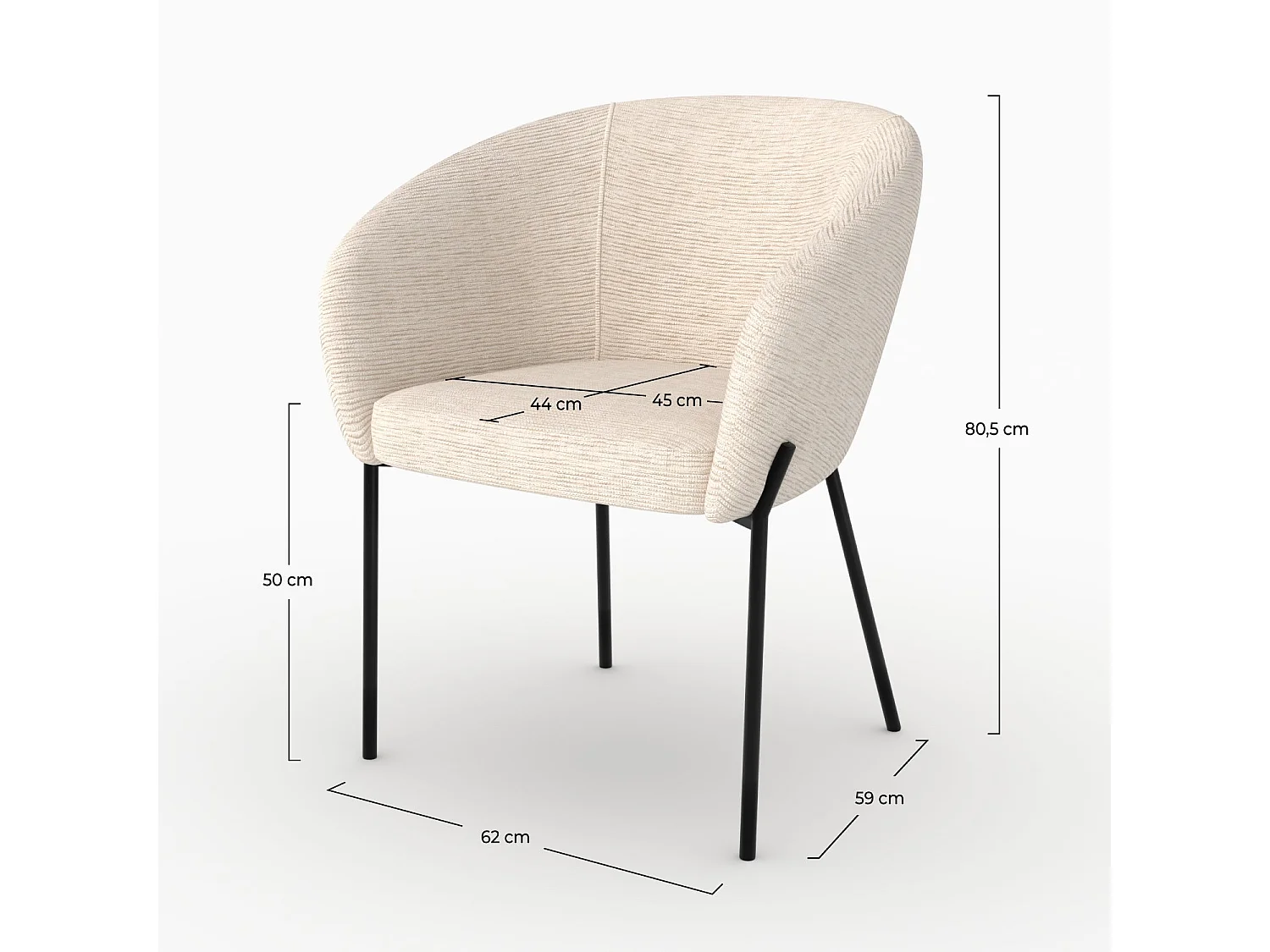 Chaise en tissu blanc chiné - Andy