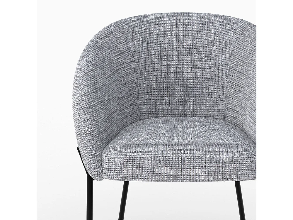 Chaise en tissu gris chiné et pieds en métal noir - Andy