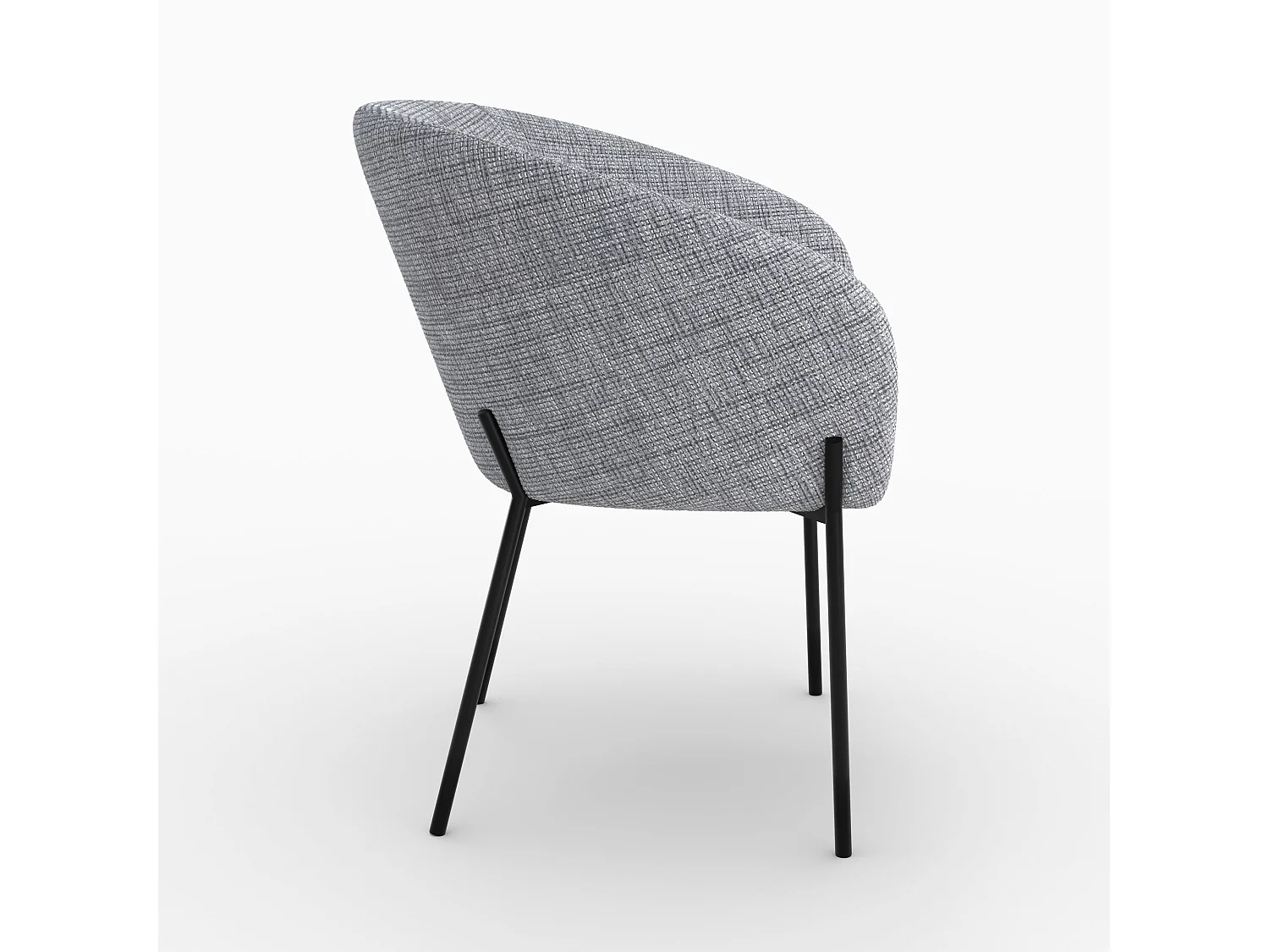 Chaise en tissu gris chiné et pieds en métal noir - Andy