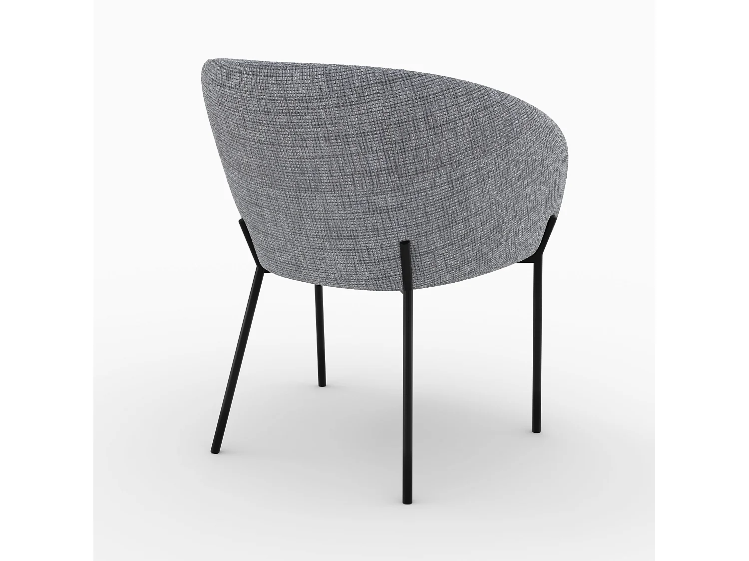 Chaise en tissu gris chiné et pieds en métal noir - Andy