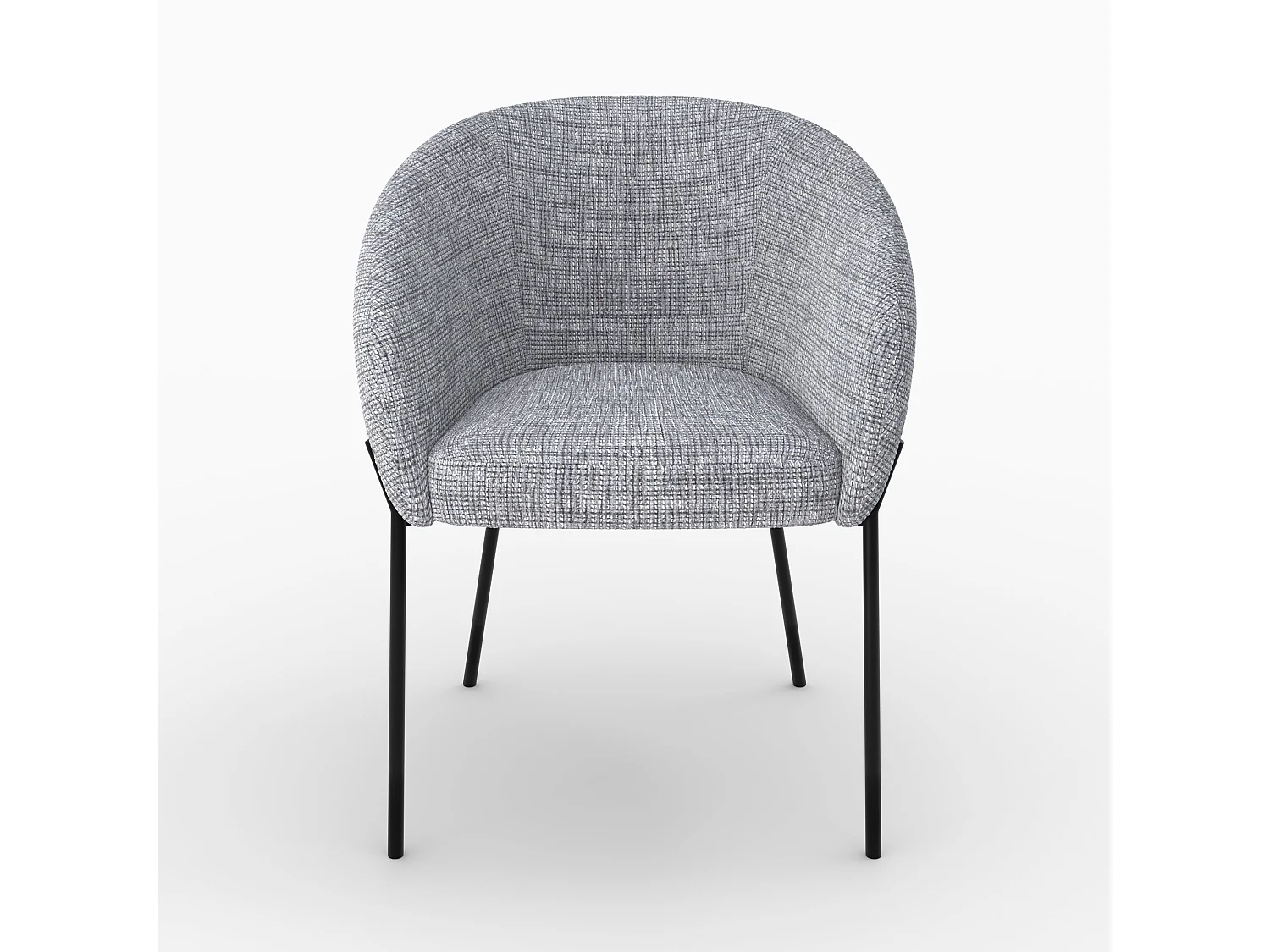 Chaise en tissu gris chiné et pieds en métal noir - Andy