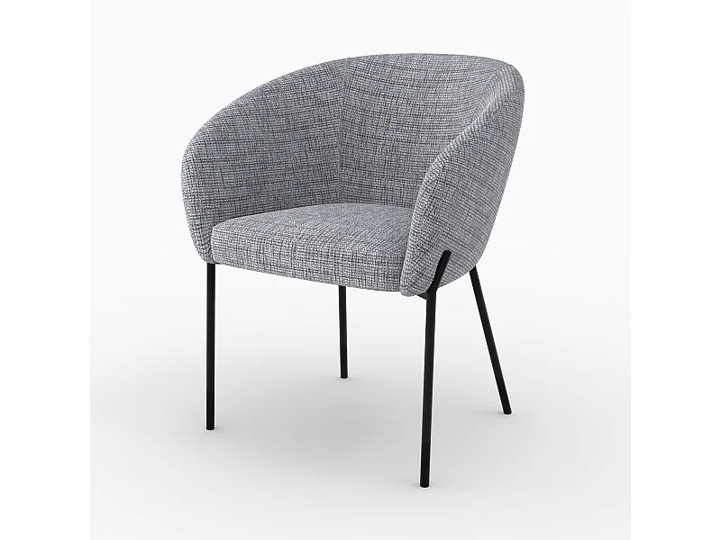 Chaise en tissu gris chiné - Andy