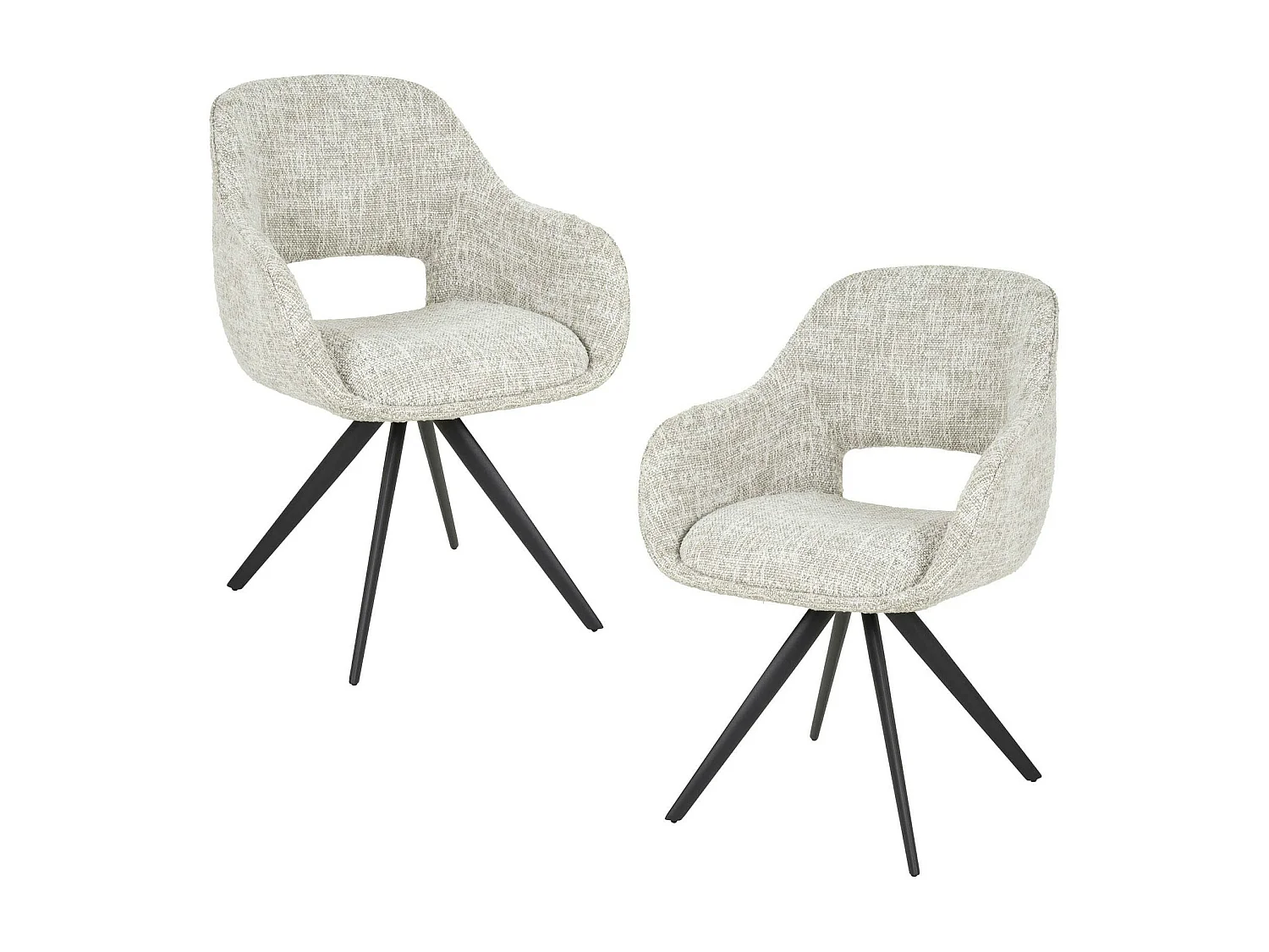 Fauteuil de table pivotant en tissu gris clair chiné (lot de 2) CREEK