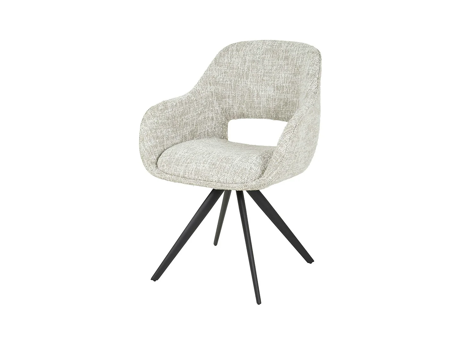 Fauteuil de table pivotant en tissu gris clair chiné (lot de 2) CREEK